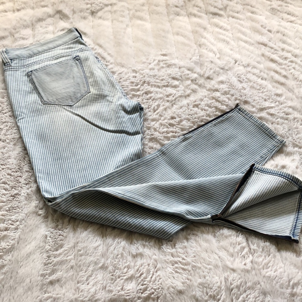 NWOT J. Crew Toothpick Ankle Zip Jeans Railroad Stripe - Picture 7 of 9